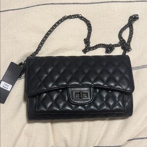 Fashion Nova Black Quilted Clutch